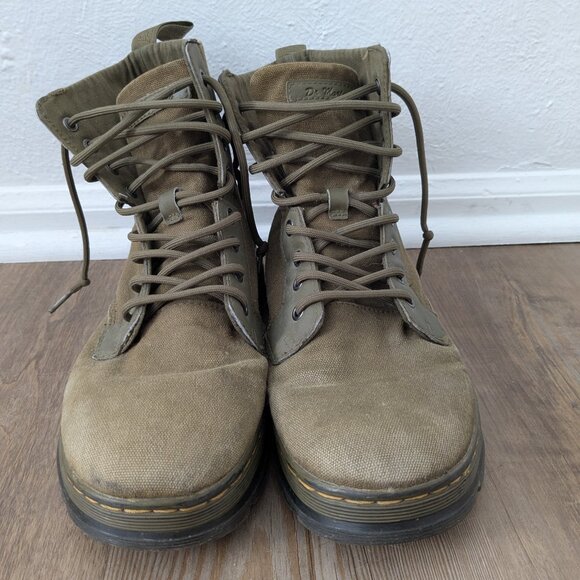 Dr Martens Combs Men 9 / Womens 10 EU 42 Olive Green Canvas Lace Up Combat Boots - Picture 4 of 9